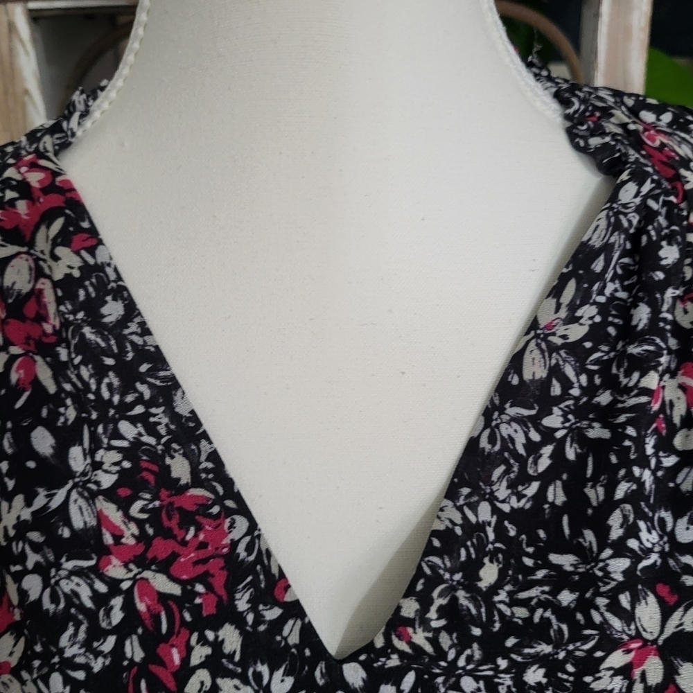 Rebecca Minkoff Blouson Dress Pink Floral With White And Black Lined XS - Picture 12 of 13